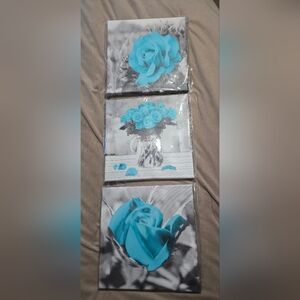Blue Rose Canvas Wall Art Set
